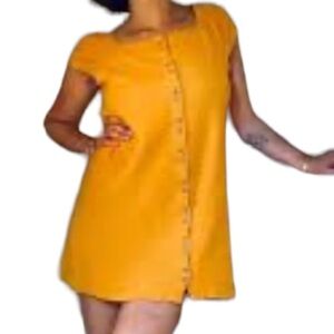 Madewell Texture & Thread Cap Sleeve Dress Sz M Woman Mustard off Shoulder